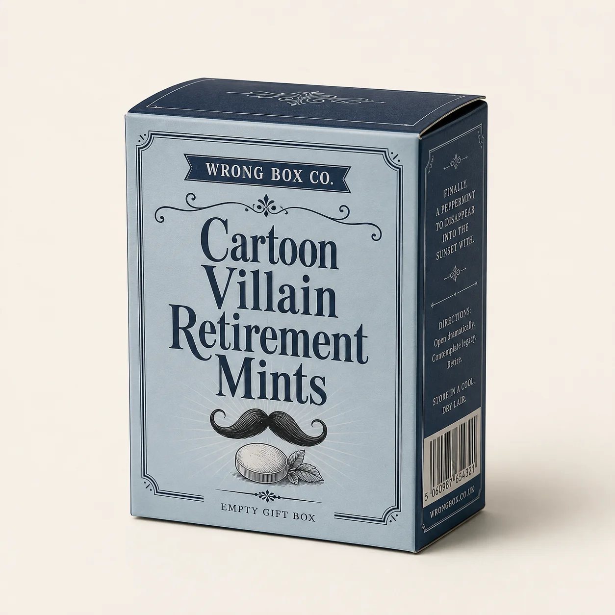 Cartoon Villain Retirement Mints empty printed novelty gift box